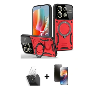 ieg™ Redmi Note 13 Pro 5G Kılıf Kıvılcım Modern Serisi - Siyah 3D Antistatik Mat Seramik Nano Ekran Koruyucu + Kamera Lens Koruma Cam - SF
