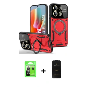 ieg™ Redmi Note 13 Pro 5G Kılıf Kıvılcım Modern Serisi - Siyah 6D Antistatik Mat Seramik Hayalet Nano Ekran Koruyucu + Raze Metal Kamera Lens - GS