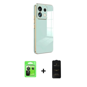 ieg™ Redmi Note 13 Pro 5G Kılıf Yankı Serisi - Siyah 6D Antistatik Mat Seramik Hayalet Nano Ekran Koruyucu + Raze Metal Kamera Lens - SH