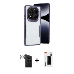 ieg™ Redmi Note 14 Pro 4G Kılıf Akış Çizgi Koleksiyonu - Şeffaf Hayalet Polymer Nano Ekran Koruyucu + PVD Metal Kamera Lens - SH