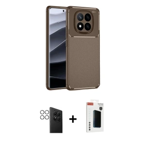 ieg™ Redmi Note 14 Pro 4G Kılıf Eksen Form Prime - Şeffaf Hayalet Polymer Nano Ekran Koruyucu + PVD Metal Kamera Lens - GS