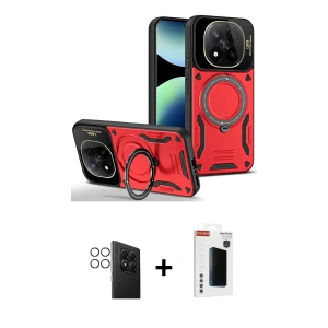ieg™ Redmi Note 14 Pro 4G Kılıf Kıvılcım Modern Serisi - Şeffaf Hayalet Polymer Nano Ekran Koruyucu + PVD Metal Kamera Lens - GS