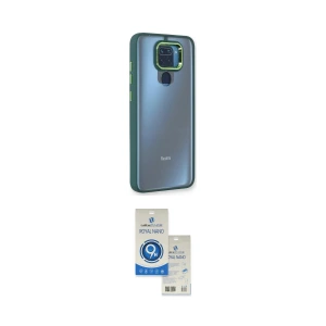 ieg™ Redmi Note 9 Kılıf Eksen Doku Prime - Şeffaf Royal Nano Ekran Koruyucu