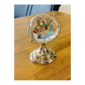 Renkli Dünya Cam Küre 5 cm Çap Ayaklı Kristal Cam Renkli Dünya Haritası Küre