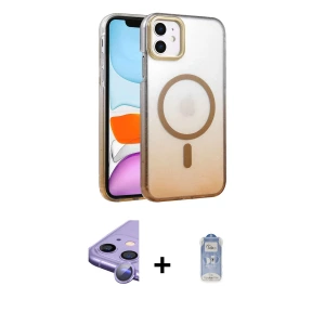 iPhone 11 Kılıf Ahenk Doku Özel Seri - Siyah Joko Magic 5D Cam + Raze Metal Kamera Lens - MR