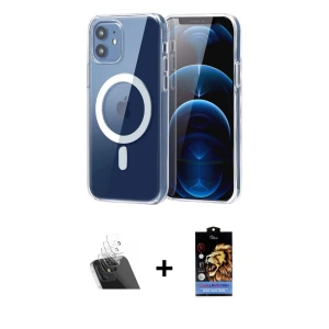 iPhone 11 Kılıf Ahenk Minimal Serisi - Siyah Buffer Hayalet Cam Ekran Koruyucu + Kamera Lens Koruma Cam - SF