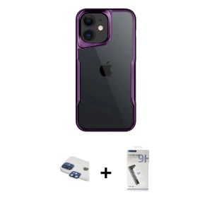 iPhone 11 Kılıf Akış Çizgi Koleksiyonu - Şeffaf Uv Polymer Nano Ekran Koruyucu + Pers Alüminyum Kamera Lens - LT
