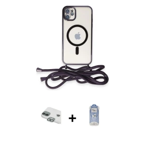 iPhone 11 Kılıf Eksen Özel Seri - Siyah Joko Magic 5D Cam + Pers Alüminyum Kamera Lens - YL