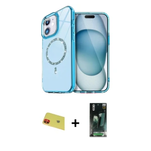iPhone 11 Kılıf Kıvılcım Form Prime - Şeffaf 360 Full Body Arka Koruyucu + Rainbow Kamera Lens Koruma Cam - KI