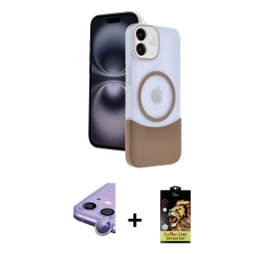 iPhone 11 Kılıf Kozmos Form Özel Seri - Siyah Buffer Cam Ekran Koruyucu + Raze Metal Kamera Lens - MR