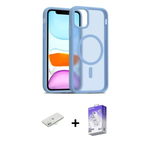 iPhone 11 Kılıf Siluet Minimal Prime - Siyah Bilvis 5in1 3D Magic Cam Ekran Koruyucu + Renkli Kamera Lens Koruma Cam - SI