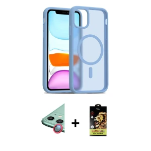 iPhone 11 Kılıf Siluet Minimal Prime - Siyah Buffer Cam Ekran Koruyucu + Raze Metal Kamera Lens - KI