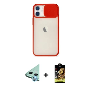 iPhone 11 Kılıf Vadi Çizgi - Siyah Buffer Cam Ekran Koruyucu + Raze Metal Kamera Lens - MI
