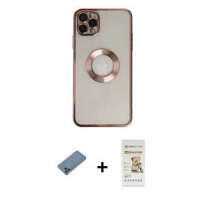 iPhone 11 Pro Kılıf Pusula Form - Siyah Mat Seramik Nano Ekran Koruyucu + Shine Kamera Lens Koruma Cam - MI