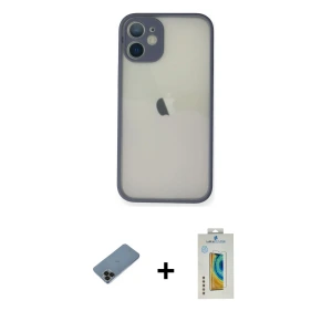 iPhone 11 Pro Max Kılıf Ahenk Çizgi Serisi - Siyah Polymer Nano Ekran Koruyucu + Shine Kamera Lens Koruma Cam - SH