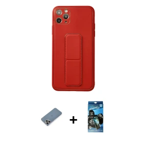 iPhone 11 Pro Max Kılıf Akış Doku - Siyah 34D Izgaralı Cam + Metal Kamera Lens Koruma Cam - GD