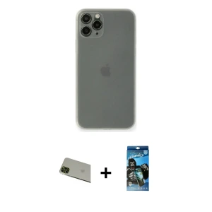 iPhone 11 Pro Max Kılıf Yadigar Yansıma Serisi - Siyah 34D Izgaralı Cam + Rainbow Kamera Lens Koruma Cam - YL