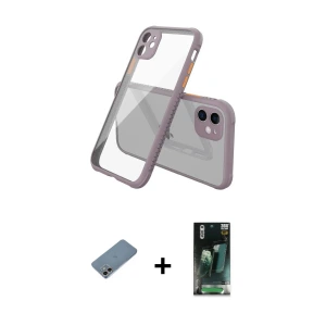 iPhone 12 Mini Kılıf Nova Asil Özel Seri - Şeffaf 360 Full Body Arka Koruyucu + Shine Kamera Lens Koruma Cam - GI