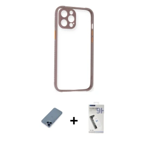 iPhone 12 Pro Kılıf Nova Asil Özel Seri - Şeffaf Uv Polymer Nano Ekran Koruyucu + Metal Kamera Lens Koruma Cam - MI
