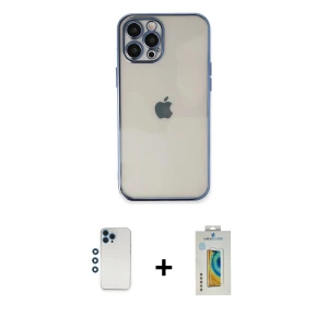 iPhone 12 Pro Kılıf Vadi Minimal - Siyah Polymer Nano Ekran Koruyucu + Shine Kamera Lens - MI