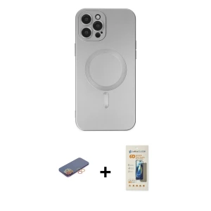 iPhone 12 Pro Max Kılıf Akış Minimal Özel Seri - Siyah 6D Mat Seramik Hayalet Nano Ekran Koruyucu + Renkli Kamera Lens Koruma Cam - TU
