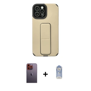 iPhone 12 Pro Max Kılıf Çekirdek Yansıma - Siyah Joko Magic 5D Cam + Neon Fosforlu Kamera Lens - TU