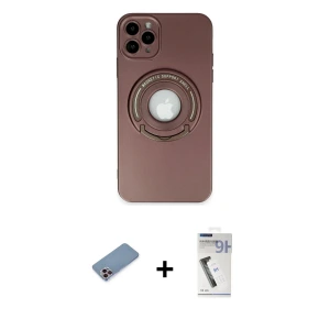 iPhone 12 Pro Max Kılıf Eksen Klasik Prime - Şeffaf Uv Polymer Nano Ekran Koruyucu + Shine Kamera Lens Koruma Cam - PE