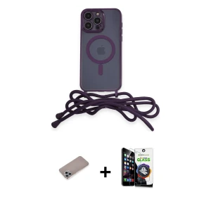iPhone 12 Pro Max Kılıf Eksen Özel Seri - Şeffaf Temperli Cam Ekran Koruyucu + Shine Kamera Lens Koruma Cam - SABE