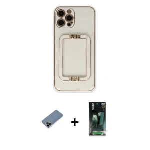 iPhone 12 Pro Max Kılıf Kozmos Minimal Prime - Şeffaf 360 Full Body Arka Koruyucu + Shine Kamera Lens Koruma Cam - SH