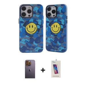 iPhone 12 Pro Max Kılıf Nova Doku Koleksiyonu - Siyah Joko 5D Cam + Neon Fosforlu Kamera Lens - SI
