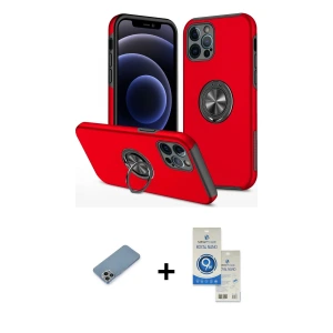 iPhone 12 Pro Max Kılıf Odak Form Prime - Şeffaf Royal Nano Ekran Koruyucu + Shine Kamera Lens Koruma Cam - GI