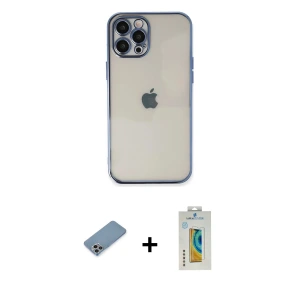 iPhone 12 Pro Max Kılıf Vadi Minimal - Siyah Polymer Nano Ekran Koruyucu + Shine Kamera Lens Koruma Cam - GI