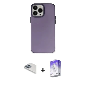 iPhone 13 Pro Max Kılıf Ahenk Çizgi Prime - Siyah Bilvis 5in1 3D Magic Cam Ekran Koruyucu + Pers Alüminyum Kamera Lens - SABE
