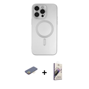 iPhone 13 Pro Max Kılıf Akış Minimal Özel Seri - Siyah Bilvis 3D Mat Cam Ekran Koruyucu + Renkli Kamera Lens Koruma Cam - SI