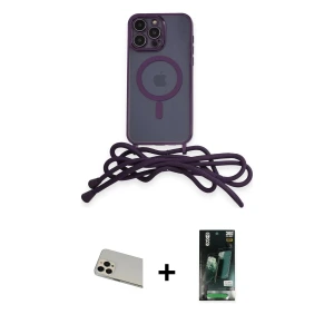 iPhone 13 Pro Max Kılıf Eksen Özel Seri - Şeffaf 360 Full Body Arka Koruyucu + Rainbow Kamera Lens Koruma Cam - REGD