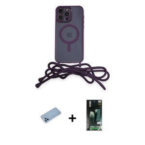 iPhone 13 Pro Max Kılıf Eksen Özel Seri - Şeffaf 360 Full Body Arka Koruyucu + Shine Kamera Lens Koruma Cam - MI
