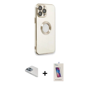 iPhone 13 Pro Max Kılıf İz Form Serisi - Siyah Joko 5D Cam + Pers Alüminyum Kamera Lens - SABE