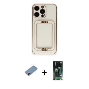 iPhone 13 Pro Max Kılıf Kozmos Minimal Prime - Şeffaf 360 Full Body Arka Koruyucu + Shine Kamera Lens Koruma Cam - GI