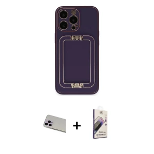 iPhone 13 Pro Max Kılıf Kozmos Minimal Prime - Siyah Bilvis 3D Mat Cam Ekran Koruyucu + Rainbow Kamera Lens Koruma Cam - MR