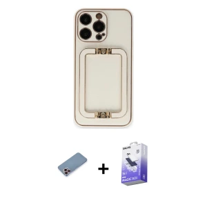 iPhone 13 Pro Max Kılıf Kozmos Minimal Prime - Siyah Bilvis 5in1 5D Magic Hayalet Cam Ekran Koruyucu + Shine Kamera Lens Koruma Cam - PE