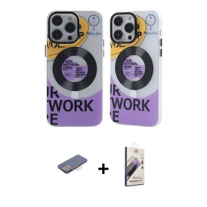 iPhone 13 Pro Max Kılıf Nova Doku Koleksiyonu - Siyah Bilvis 3D Mat Cam Ekran Koruyucu + Renkli Kamera Lens Koruma Cam - PE