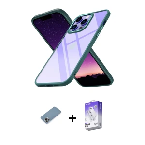iPhone 13 Pro Max Kılıf Nova Işık Serisi - Siyah Bilvis 5in1 3D Magic Cam Ekran Koruyucu + Shine Kamera Lens Koruma Cam - GI