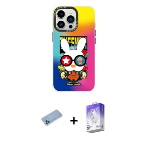iPhone 13 Pro Max Kılıf Siluet Çizgi Koleksiyonu - Siyah Bilvis 5in1 3D Magic Cam Ekran Koruyucu + Shine Kamera Lens Koruma Cam - MI