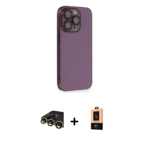 iPhone 13 Pro Max Kılıf Siluet Minimal Özel Seri - Şeffaf Maxco Cam Ekran Koruyucu + Raze Metal Kamera Lens - GD