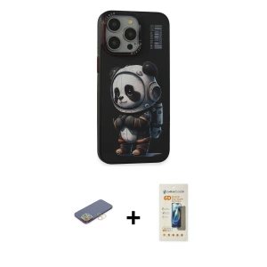 iPhone 13 Pro Max Kılıf Siluet Modern Özel Seri - Siyah 6D Mat Seramik Hayalet Nano Ekran Koruyucu + Renkli Kamera Lens Koruma Cam - SI