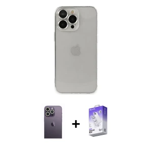 iPhone 13 Pro Max Kılıf Ufuk Minimal Özel Seri - Siyah Bilvis 5in1 3D Magic Cam Ekran Koruyucu + Neon Fosforlu Kamera Lens - BZ