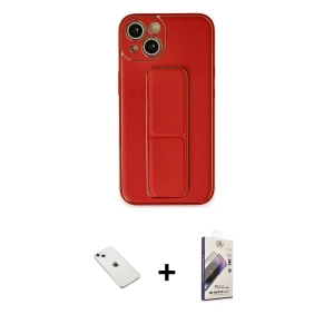 iPhone 14 Kılıf Akış Doku - Siyah Bilvis 3D Mat Cam Ekran Koruyucu + Diamond Kamera Lens - SABE