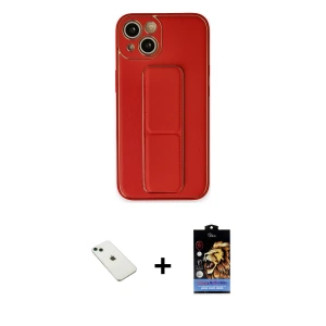 iPhone 14 Kılıf Akış Doku - Siyah Buffer Hayalet Cam Ekran Koruyucu + Diamond Kamera Lens - YL