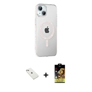 iPhone 14 Kılıf Yörünge Koleksiyonu - Siyah Buffer Cam Ekran Koruyucu + Diamond Kamera Lens - PE