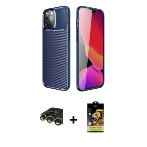 iPhone 14 Pro Kılıf Eksen Form Prime - Siyah Buffer Cam Ekran Koruyucu + Raze Metal Kamera Lens - GD